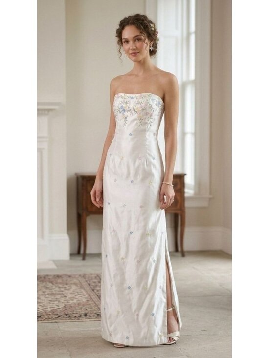 Gunne Sax Dresses & Skirts - Jessica McClintock Gunne Sax SZ 13 Strapless Floral Embroidered Dress Homecoming